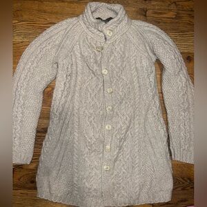 Women's Vintage Inis Crafts Ireland Merino Wool Cable Knit Sweater Cream Small